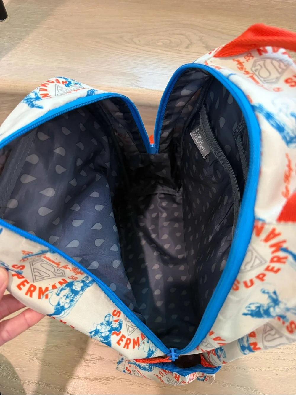 Simple Modern Kids' Cream Backpack & Lunch Bag Set with Blue and Red Accents
